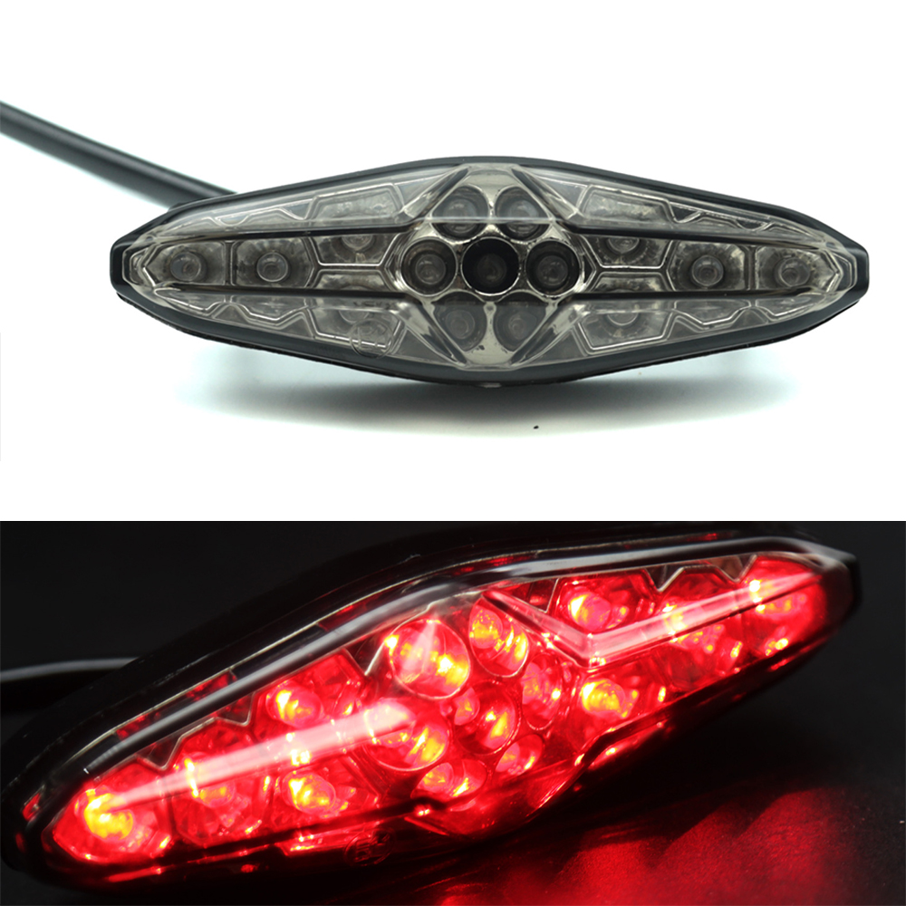 Motorcycle LED Smoke Brake Running Driving Stop Rear Tail Light